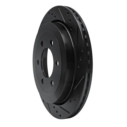 R1 07-17 Ford Expedition Rear Right Drilled & Slotted Black Brake Rotor