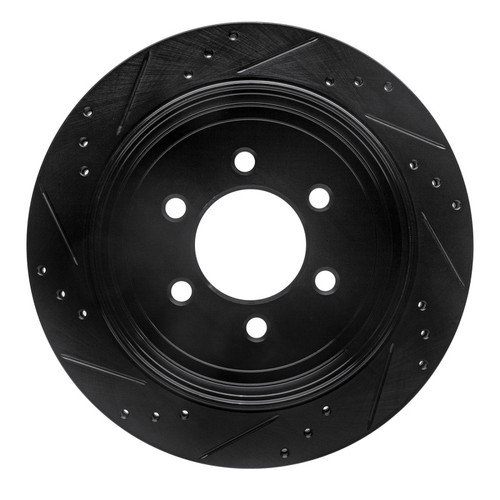 R1 07-17 Ford Expedition Rear Right Drilled & Slotted Black Brake Rotor