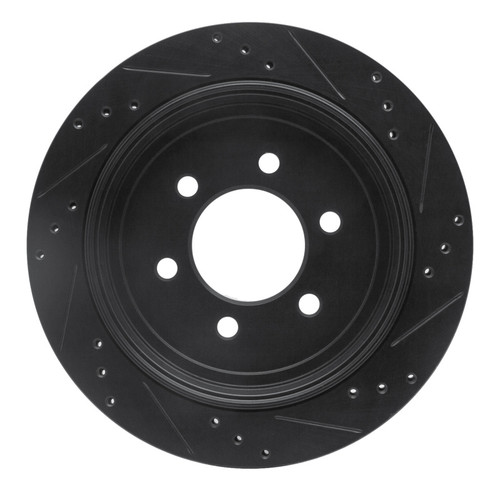 R1 07-17 Ford Expedition Rear Left Drilled & Slotted Black Brake Rotor