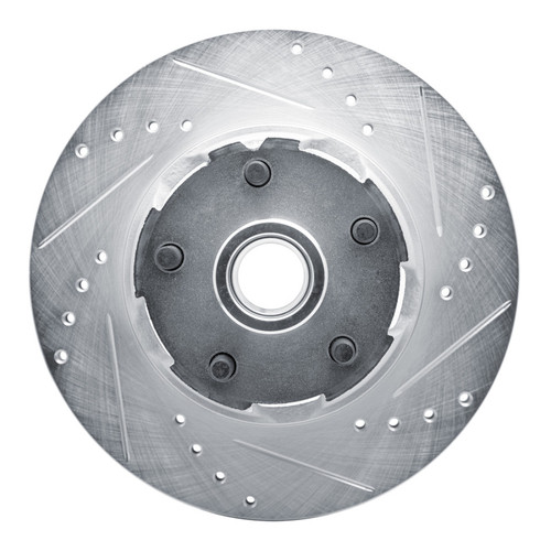 R1 65-67 Ford Ranchero Front Right Drilled & Slotted Silver Brake Rotor