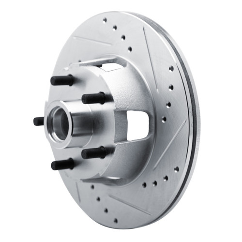 R1 65-67 Ford Ranchero Front Right Drilled & Slotted Silver Brake Rotor