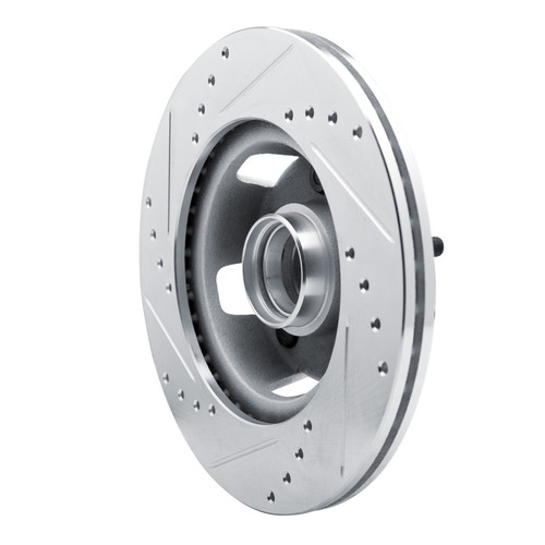 R1 65-67 Ford Ranchero Front Right Drilled & Slotted Silver Brake Rotor