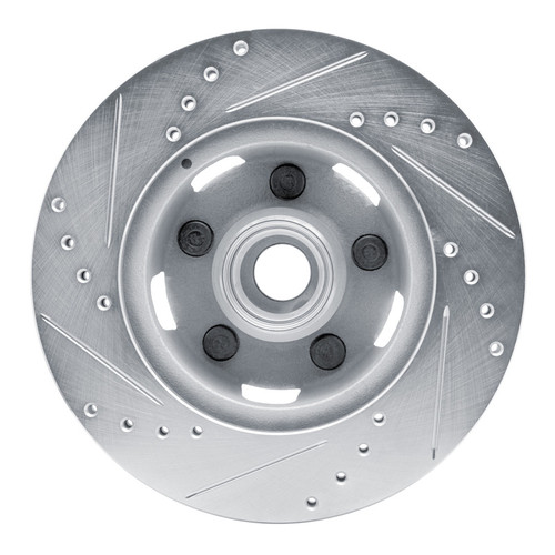 R1 65-67 Ford Ranchero Front Right Drilled & Slotted Silver Brake Rotor