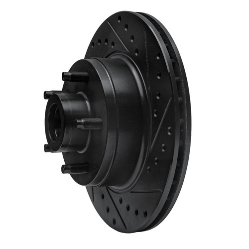 R1 74-80 Ford Granada Front Right Drilled & Slotted Black Brake Rotor