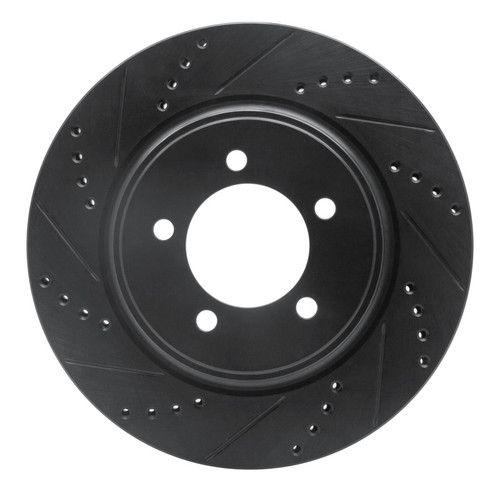 R1 06-10 Ford Explorer Front Left Drilled & Slotted Black Brake Rotor