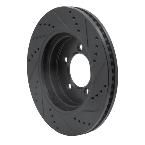 R1 06-10 Ford Explorer Front Left Drilled & Slotted Black Brake Rotor