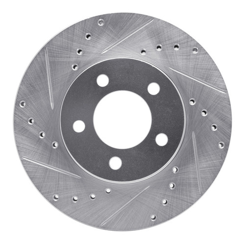 R1 91-00 Ford Taurus (Excl SHO) Front Left Drilled & Slotted Silver Brake Rotor