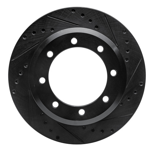 R1 05-12 Ford F-350 Super Duty 2WD Rear Right Drilled & Slotted Black Brake Rotor