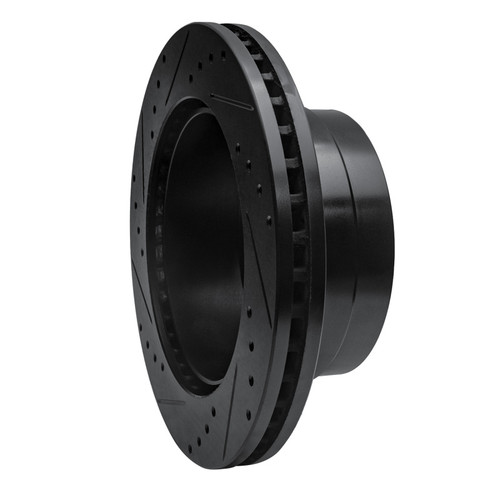 R1 05-12 Ford F-350 Super Duty 2WD Rear Right Drilled & Slotted Black Brake Rotor