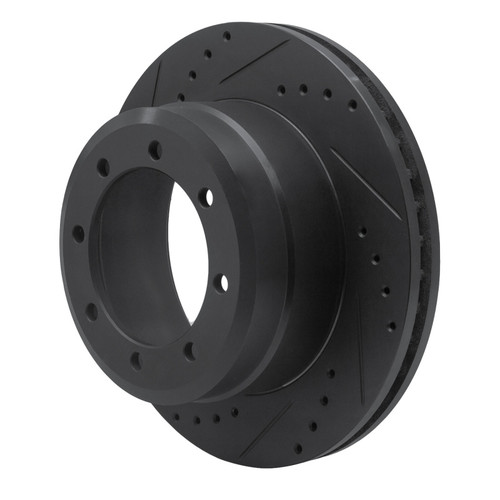 R1 05-12 Ford F-350 Super Duty 4WD Rear Left Drilled & Slotted Black Brake Rotor