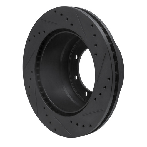 R1 05-12 Ford F-350 Super Duty 4WD Rear Left Drilled & Slotted Black Brake Rotor