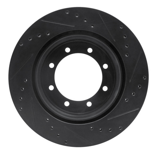 R1 05-12 Ford F-350 Super Duty 4WD Rear Left Drilled & Slotted Black Brake Rotor