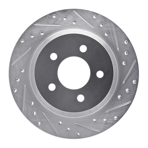 R1 94-04 Ford Mustang Rear Right Drilled & Slotted Silver Brake Rotor