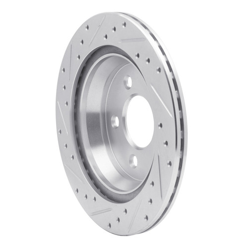 R1 94-04 Ford Mustang Rear Right Drilled & Slotted Silver Brake Rotor