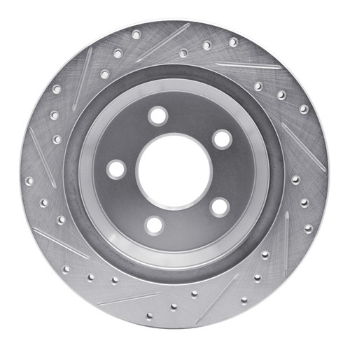 R1 94-04 Ford Mustang Rear Right Drilled & Slotted Silver Brake Rotor