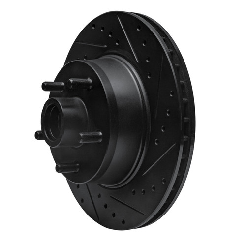 R1 68-73 Ford Mustang Front Right Drilled & Slotted Black Brake Rotor