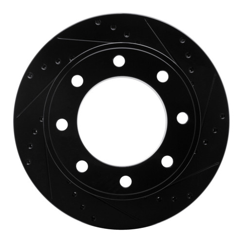 R1 05-12 Ford F-350 Super Duty 4WD Rear Right Drilled & Slotted Black Brake Rotor