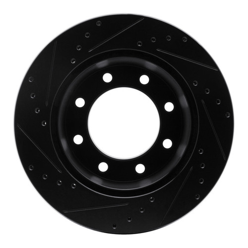 R1 05-12 Ford F-350 Super Duty 4WD Rear Right Drilled & Slotted Black Brake Rotor