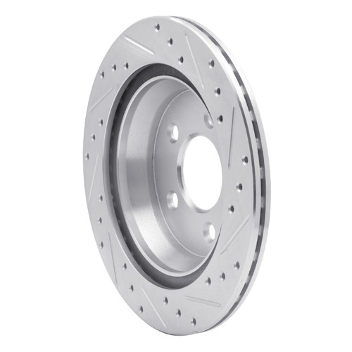 R1 94-04 Ford Mustang Rear Left Drilled & Slotted Silver Brake Rotor