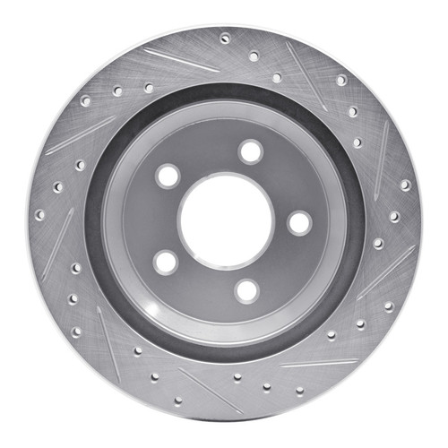 R1 94-04 Ford Mustang Rear Left Drilled & Slotted Silver Brake Rotor