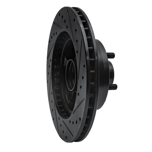 R1 68-73 Ford Mustang Front Left Drilled & Slotted Black Brake Rotor