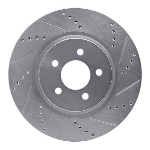 R1 94-04 Ford Mustang Front Right Drilled & Slotted Silver Brake Rotor