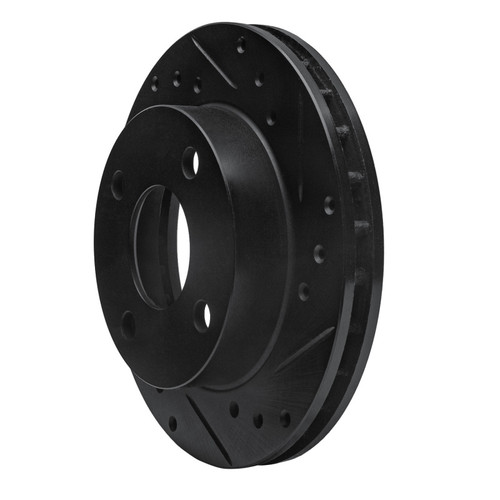 R1 81-94 Ford TEMPO Front Right Drilled & Slotted Black Brake Rotor