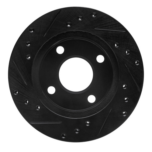 R1 81-94 Ford TEMPO Front Right Drilled & Slotted Black Brake Rotor