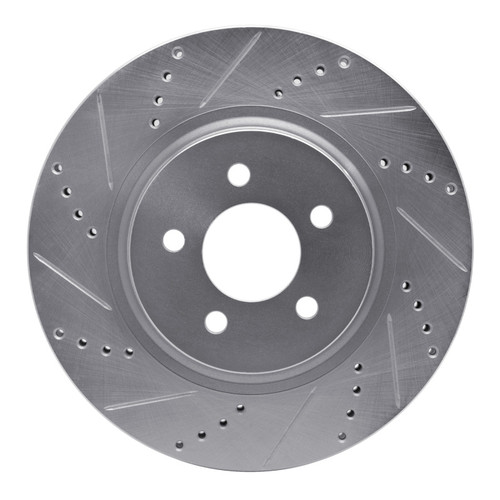 R1 94-04 Ford Mustang Front Left Drilled & Slotted Silver Brake Rotor