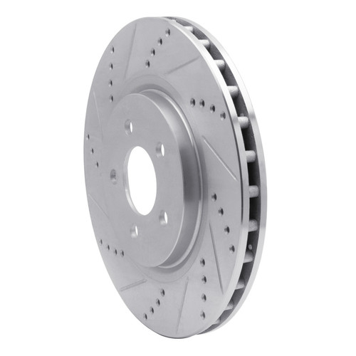 R1 94-04 Ford Mustang Front Left Drilled & Slotted Silver Brake Rotor
