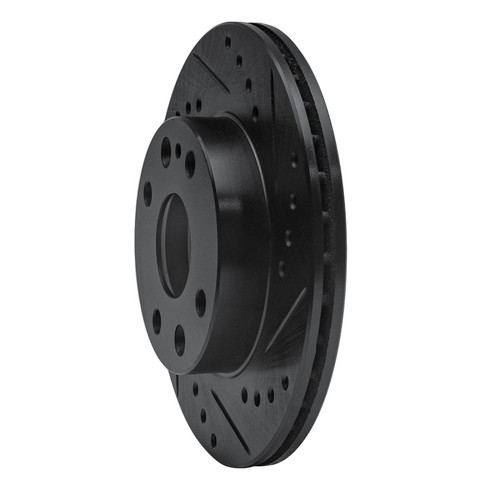 R1 94-97 Ford Aspire Front Right Drilled & Slotted Black Brake Rotor