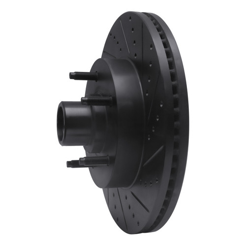 R1 04-06 Ford E-150 Front Right Drilled & Slotted Black Brake Rotor