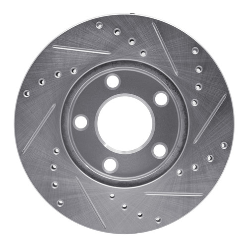 R1 94-04 Ford Mustang Front Left Drilled & Slotted Silver Brake Rotor EDZ-54033L