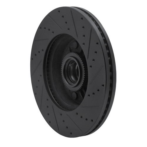 R1 04-06 Ford E-150 Club Wagon Front Left Drilled & Slotted Black Brake Rotor