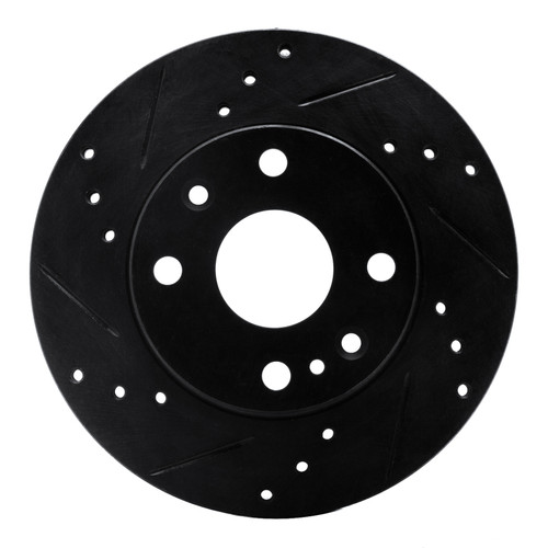 R1 94-97 Ford Aspire Front Left Drilled & Slotted Black Brake Rotor