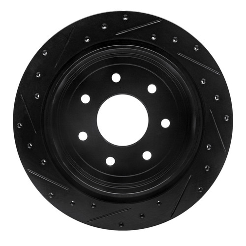 R1 04-11 Ford F-150 4WD Rear Right Drilled & Slotted Black Brake Rotor