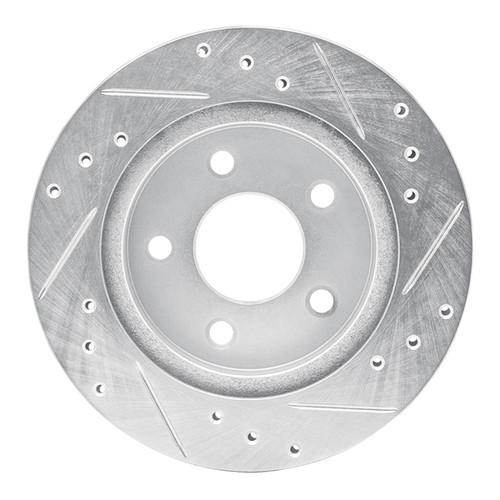 R1 93-98 Ford Thunderbird Rear Left Drilled & Slotted Silver Brake Rotor