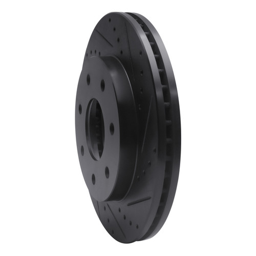 R1 04-08 Ford F-150 4WD Front Right Drilled & Slotted Black Brake Rotor