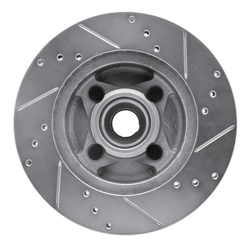 R1 87-93 Ford Mustang Front Left Drilled & Slotted Silver Brake Rotor