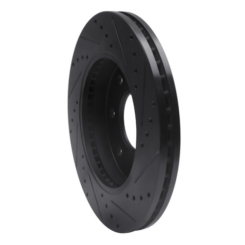 R1 04-08 Ford F-150 4WD Front Left Drilled & Slotted Black Brake Rotor