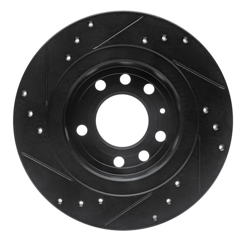 R1 06-10 Pontiac Solstice Rear Right Drilled & Slotted Black Brake Rotor
