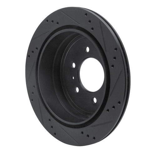 R1 04-08 Ford F-150 4WD Front Left Drilled & Slotted Black Brake Rotor ECB-54186L