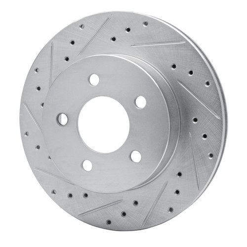 R1 82-90 Ford Mustang Rear Left Drilled & Slotted Silver Brake Rotor