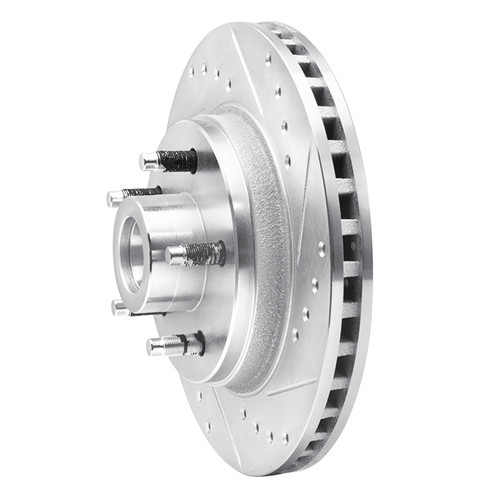 R1 82-87 Ford Mustang Front Right Drilled & Slotted Silver Brake Rotor