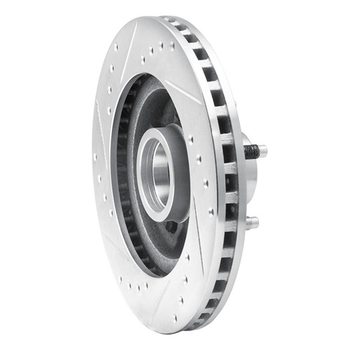 R1 82-87 Ford Mustang Front Right Drilled & Slotted Silver Brake Rotor