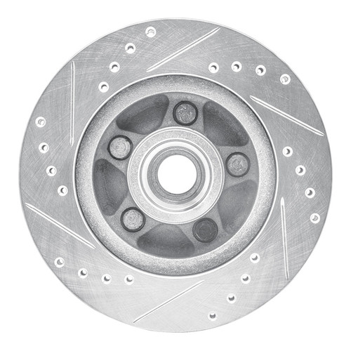 R1 82-87 Ford Mustang Front Right Drilled & Slotted Silver Brake Rotor