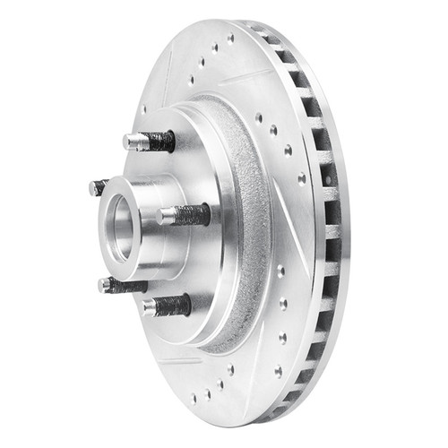 R1 82-87 Ford Mustang Front Left Drilled & Slotted Silver Brake Rotor