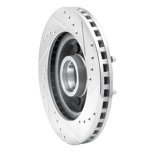 R1 82-87 Ford Mustang Front Left Drilled & Slotted Silver Brake Rotor