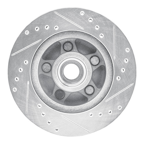 R1 82-87 Ford Mustang Front Left Drilled & Slotted Silver Brake Rotor