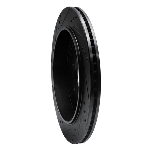 R1 02-06 Ford Expedition Rear Right Drilled & Slotted Black Brake Rotor